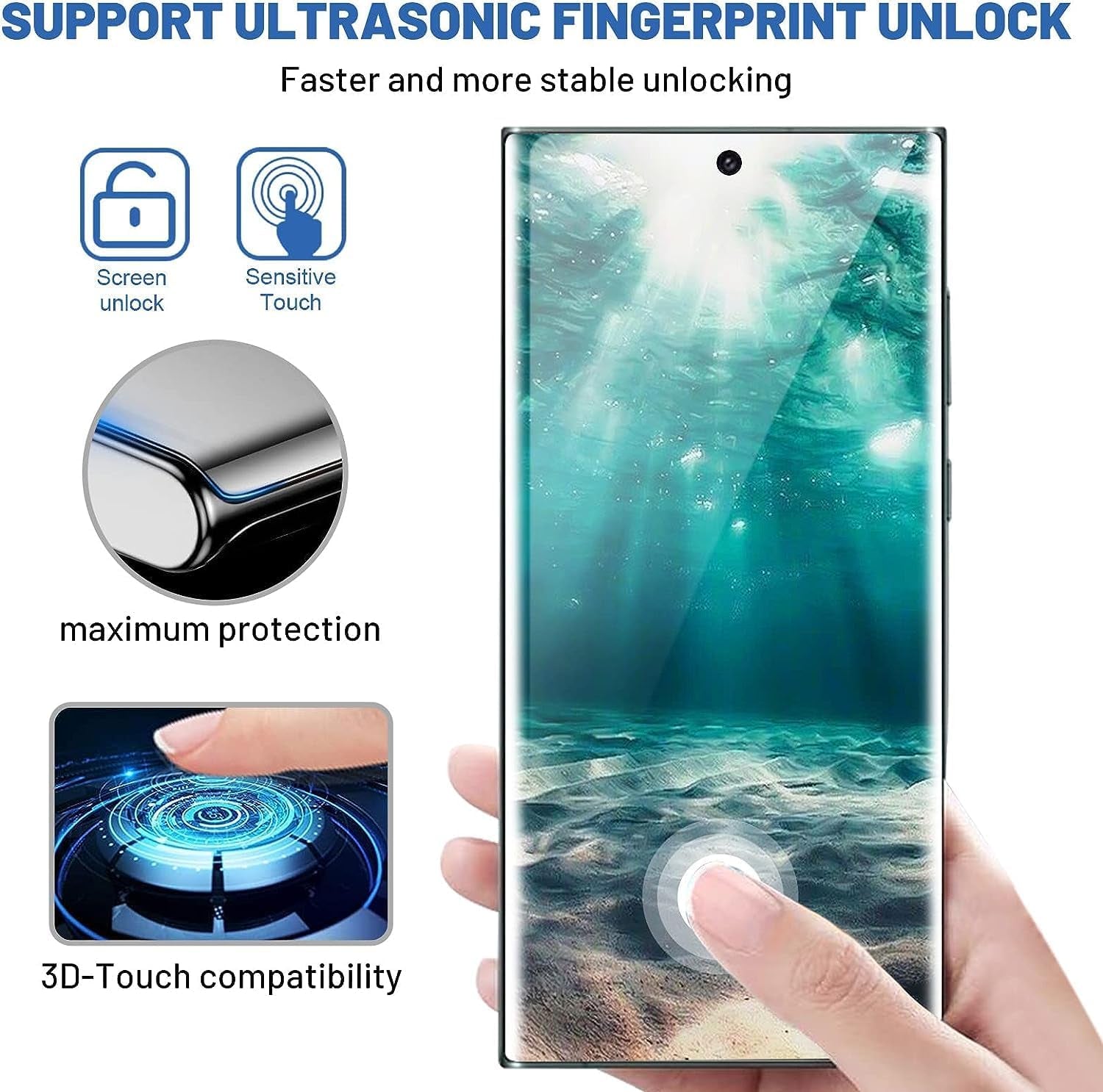 [2+2 Pack] Screen Protector for Samsung Galaxy Note 20 Ultra/Note 20 Ultra 5G,9H Tempered Glass,Ultrasonic Fingerprint Compatible,3D Curved,Hd Clear,Bubble-Free for Galaxy Note 20 Ultra Glass Protector  Samcorn   