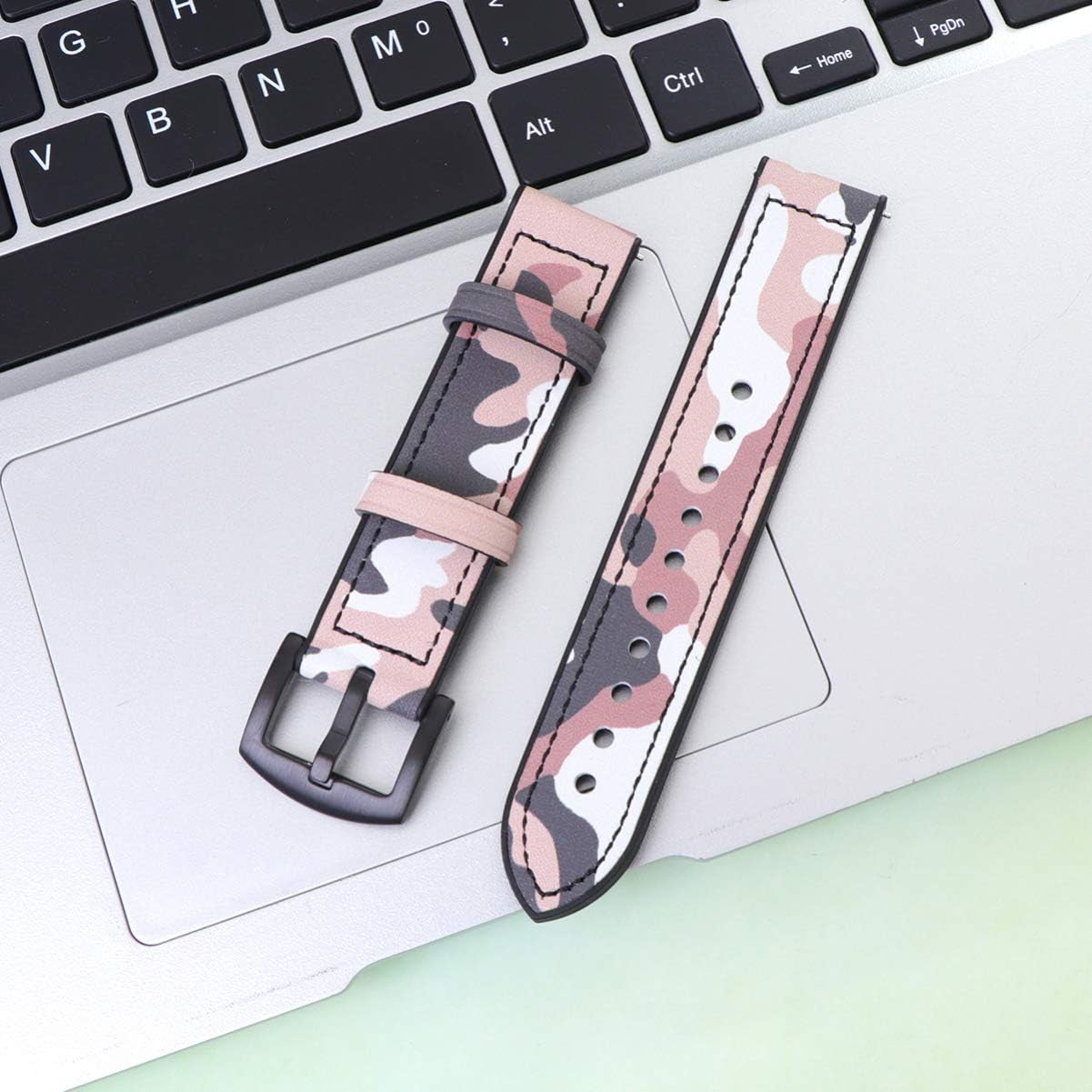 NICERIO Watch Bands Compatible for Samsung Galaxy Watch Band - 20Mm 42Mm Camo Camouflage Replacement Bands Genuine Leather Replacement Watch Strap for Galaxy for Women Men Smartwatch Bands  NICERIO   