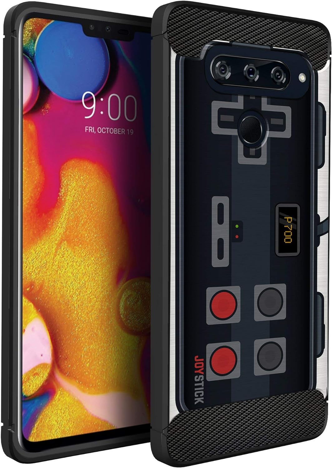 Casesondeck Case Compatible with [LG V40 Thinq] Pictorial Patterned TPU Design Case Flexible Slim and Elegant (Astronaut)  CasesonDeck Black Retro Control  