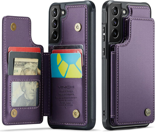 Vinich Samsung Galaxy S21 plus Case with Card Holder, Samsung S21 plus Wallet Case for Women Men with RFID Blocking, Durable Leather Kickstand Shockproof Phone Case for Galaxy S21 plus 5G, Purple  Vinich   
