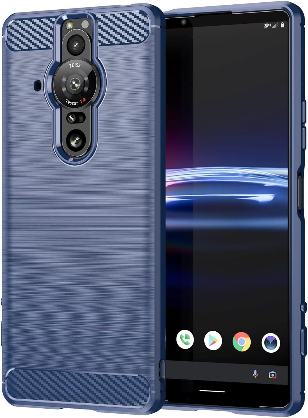 EVUNNBC Slim Case for Sony Xperia Pro-I, Sony Xperia Pro-I Case, TPU Shock Absorption Technology Full Protective Case Carbon Fiber Cover for Sony Xperia Pro-I Smartphone (Black)  LuckyMi Sony Xperia Pro-I Case Blue  
