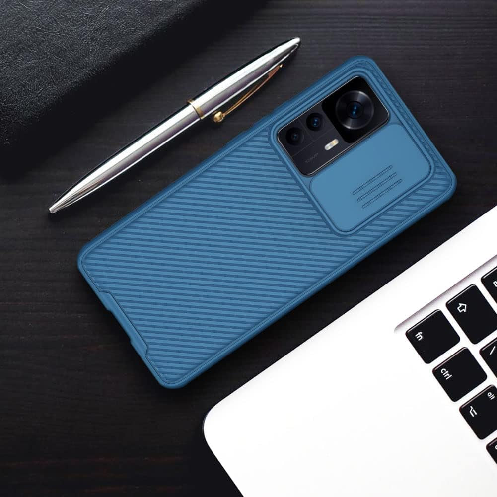 WVOZWWO for Xiaomi 12T Case Mi 12T Cover, Xiaomi 12T Phone Case with Slide Camera Protector Cover Hard PC TPU Slim Rugged Protective Phone Case for Xiaomi MI 12T/Redmi K50 Ultra (Blue)  Grand Eletronics   