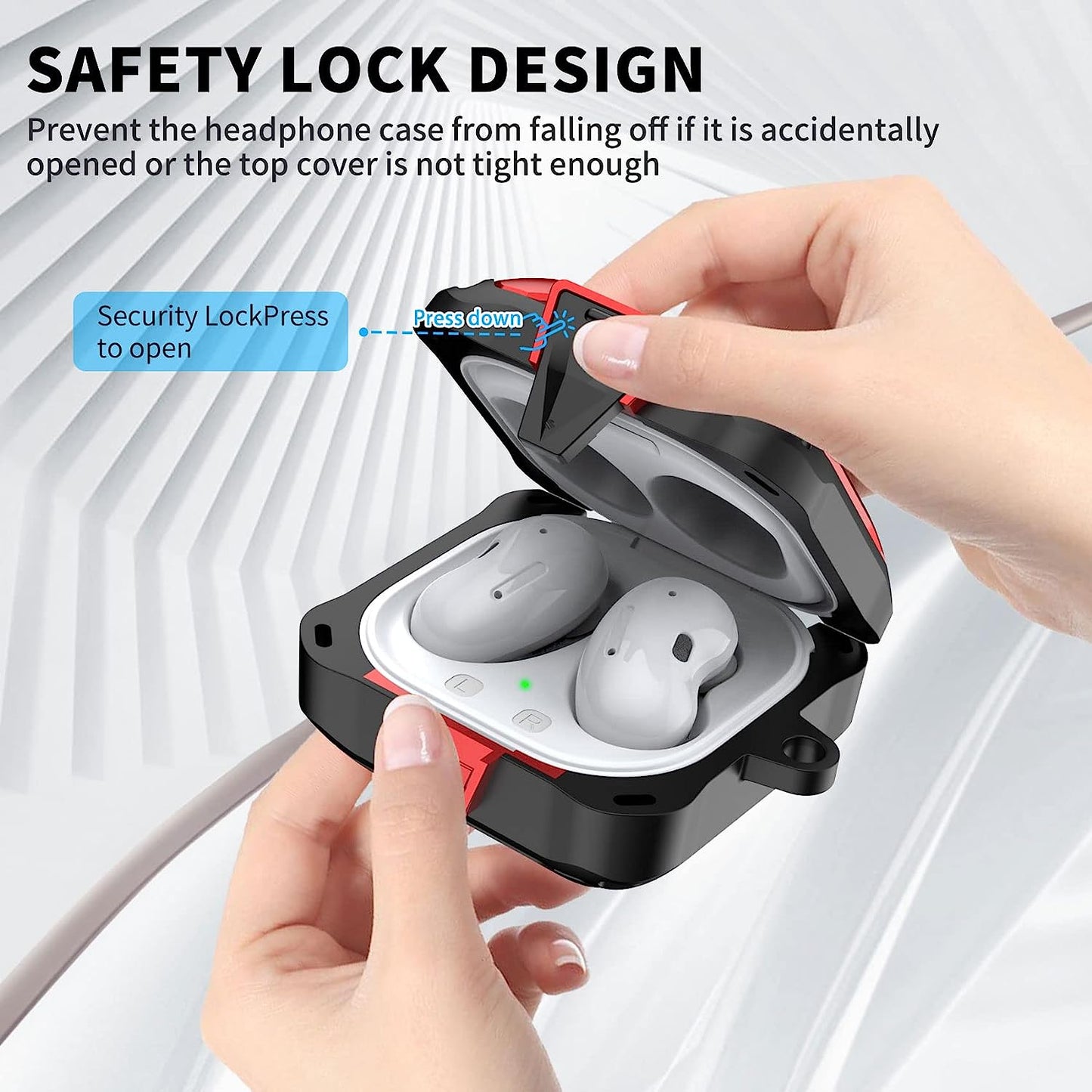 WOOPIT Armor Case Cover for Samsung Galaxy Buds 2 Pro Case(2022)/Galaxy Buds Pro Case(2021)/ Galaxy Buds 2 Case (2021)/Galaxy Buds Live Case(2020) with Zipper Box/Keychain/Brush/Wrist Strap (Red)  WOOPIT   