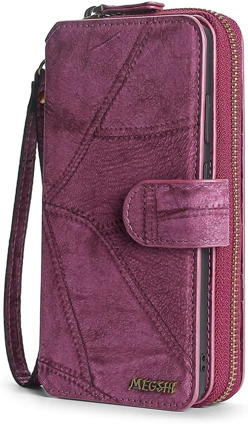 Asuwish Phone Case for Xiaomi Redmi Note 9 Pro/Note 9S/Note9 Pro Max/Poco M2 Pro Zipper Wallet Detachable with Screen Protector and Mirror Card Holder Slot Redme Note9S Note9Pro 4G Women Men Wine Red  Asuwish   