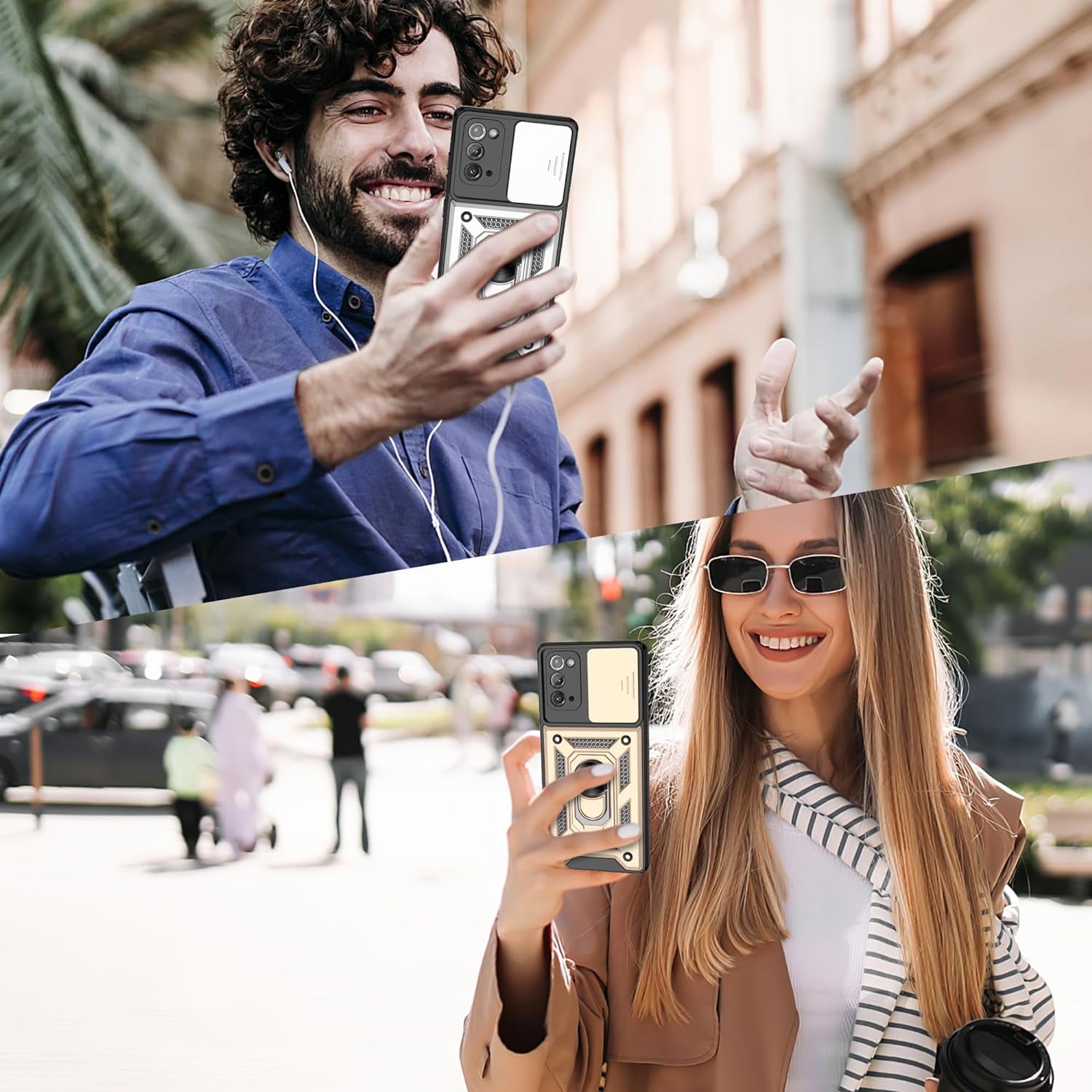 Compatible with Samsung Galaxy Note 20 5G Case,Samsung Note 20 Case with HD Screen Protector with Slide Camera Cover, 360°Rotation Ring Kickstand [Military Grade] Case for Galaxy Note 20,Silver  Gritup   