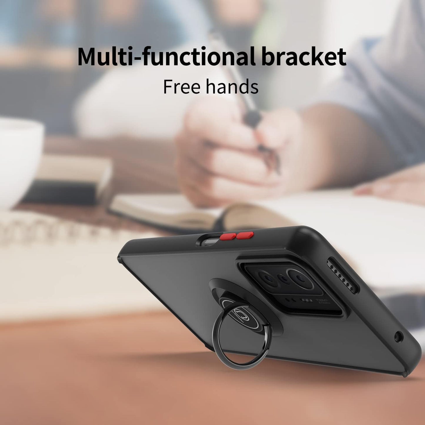 QUIETIP Case Compatible with Xiaomi Poco F5 5G with Screen Protector,Tpu + Hard PC Shockproof Magnetic Ring Car Mount Holder Bumper Cover,Blue  QUIETIP   