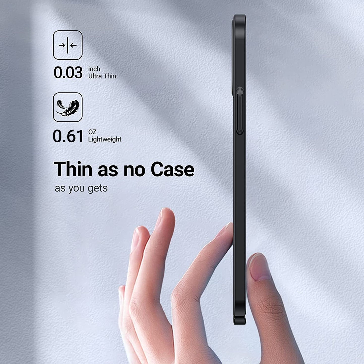 TORRAS Slim Fit for Iphone 14 Case/Iphone 13 Case, Ultra-Thin Sturdy Protective Cover with Anti-Scratch & No Fingerprint Hard Plastic Super Slim Phone Case for Iphone 14/13 (6.1"), Chimney Black  TORRAS   