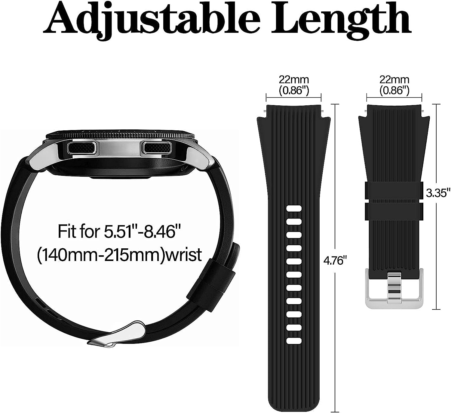 XVGJDZ Sport Band Compatible for Samsung Galaxy Watch 46Mm/Galaxy Watch 3 45Mm/Gear S3 Frontier/Classic Watch,22Mm Soft Silicone Strap Straight Stripe Wristband for Men Women  XVGJDZ   