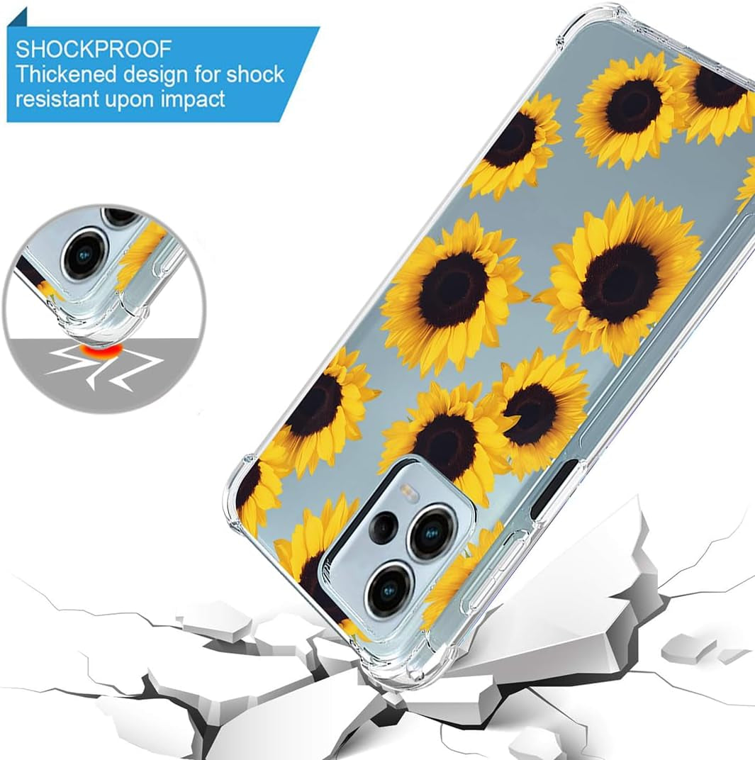 Sidande Case for Redmi Note 12 Pro Case, Poco X5 Pro 5G 22101320G Case for Girls Women, Clear Floral Soft Flexible TPU Slim Phone Protective Case Cover for Xiaomi Redmi Note 12 Pro 5G (Sunflower)  Sidande   