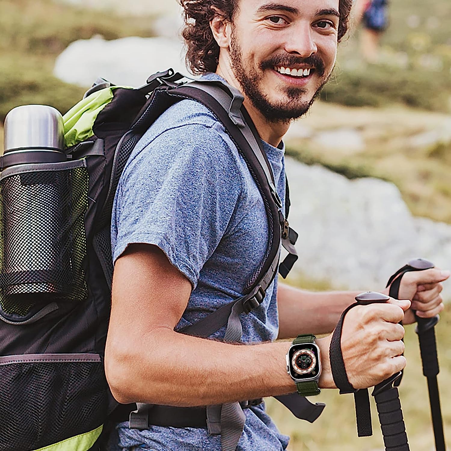 Daqin Rugged Nylon Tactical Band Compatible with Apple Watch Band 49Mm 44Mm 45Mm 42Mm for Men, Adjustable Woven Durable Sport Wristband for Apple Watch Ultra Band Iwatch Series 8 7 6 5 4 3 2 1 SE  Xuchangjiansenshangmaoyouxiangongsi   