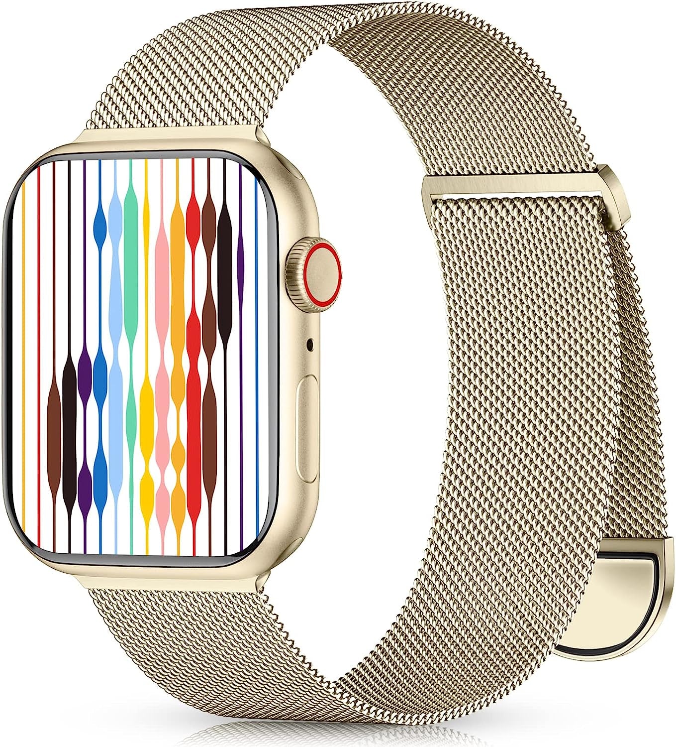 Zedoli Metal Band Compatible with Apple Watch Bands 40Mm 38Mm 41Mm 45Mm 44Mm 42Mm 49Mm for Women Men, Stainless Steel Milanese Mesh Loop Magnetic Wristbands for Iwatch Series 8 7 6 5 4 3 2 1 SE Ultra  Zedoli Champagne Gold 42/44/45/49mm 