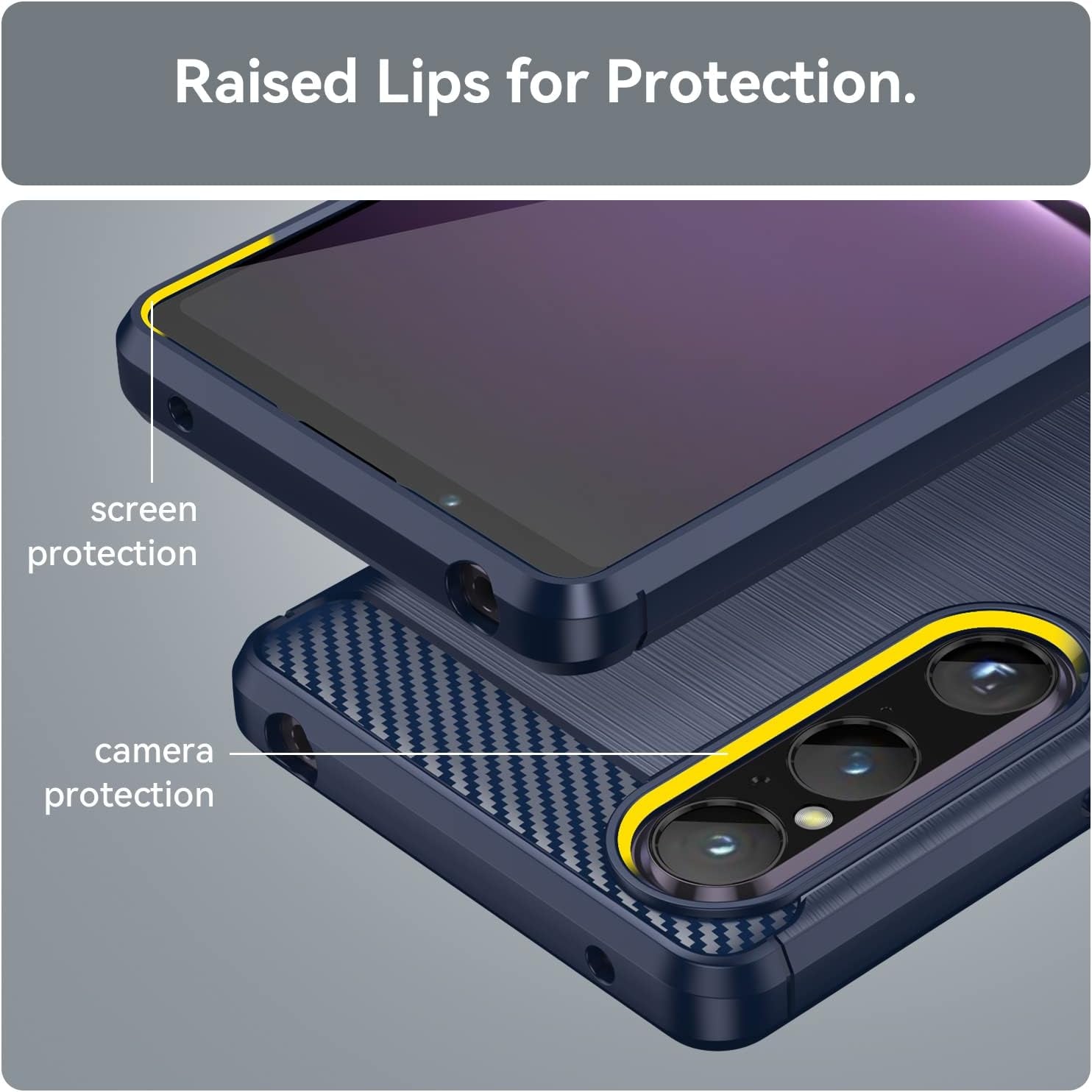 EVUNNBC for Sony Xperia 1 V, Sony Xperia 1 V Case Flexible TPU Shock-Absorption Military Grade Drop Protection Slim Fit Phone Cover for Sony Xperia 1 V (Blue)  LuckyMi   