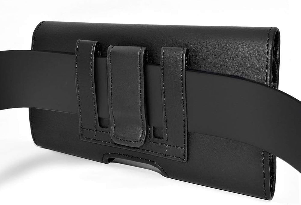 Wonderfly Horizontal Holster Compatible with LG V50 Thinq 5G, V30 Thinq, V20, V10 or Samsung Galaxy S8+, a Large Leather Carrying Case with Belt Loops and Belt Clip, Fits the Phone with a Thick Case  Wonderfly   