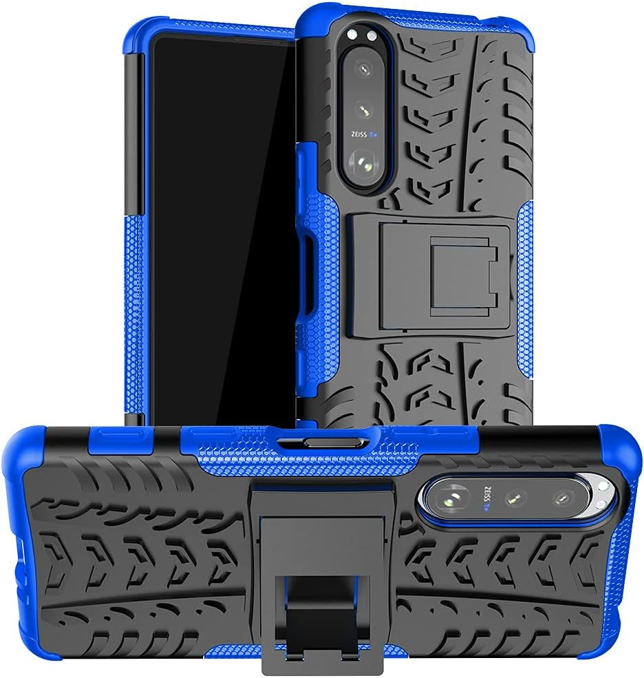 Compatible with Sony Xperia 5 III with Built-In Kickstand 360° Full Body Shockproof Military Grade Heavy Duty Protective Phone Case for Sony Xperia 5 III  Joie & Joho Blue  