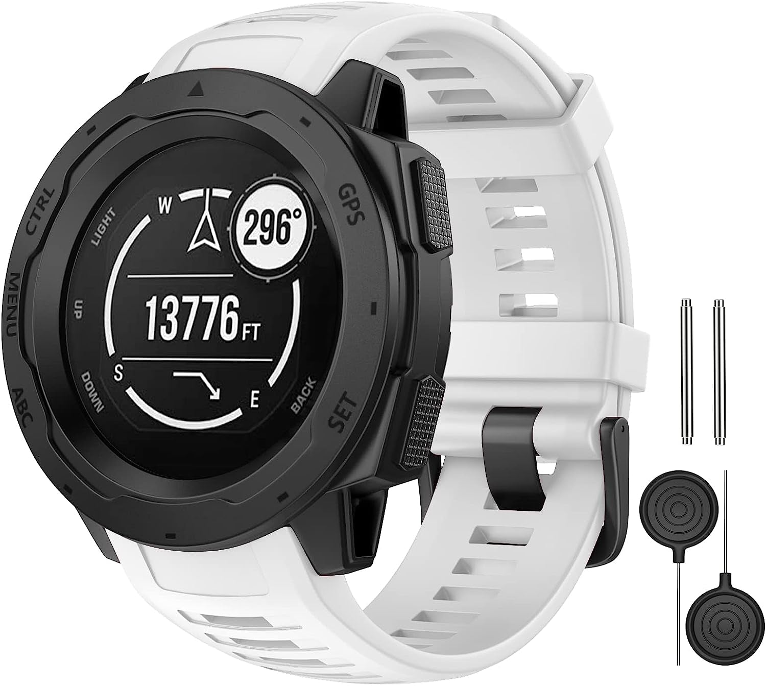 MYSNBKN Compatible with Garmin Instinct Band, Soft Silicone Replacement Watch Strap for Garmin Instinct/ Solar/ Tactical  MYSNBKN White  