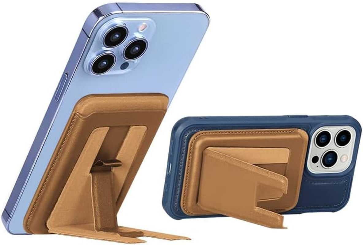 Gyizho Magnetic Card Wallet Holder with Magsafe for Iphone 14 Pro Max/14 Plus/14 Pro/14, for Iphone 13 Pro Max/13 Pro/13/13 Mini, for Iphone 12/12 Pro/12 Max/12 Mini,Midnight  Gyizho Stand-Brown  