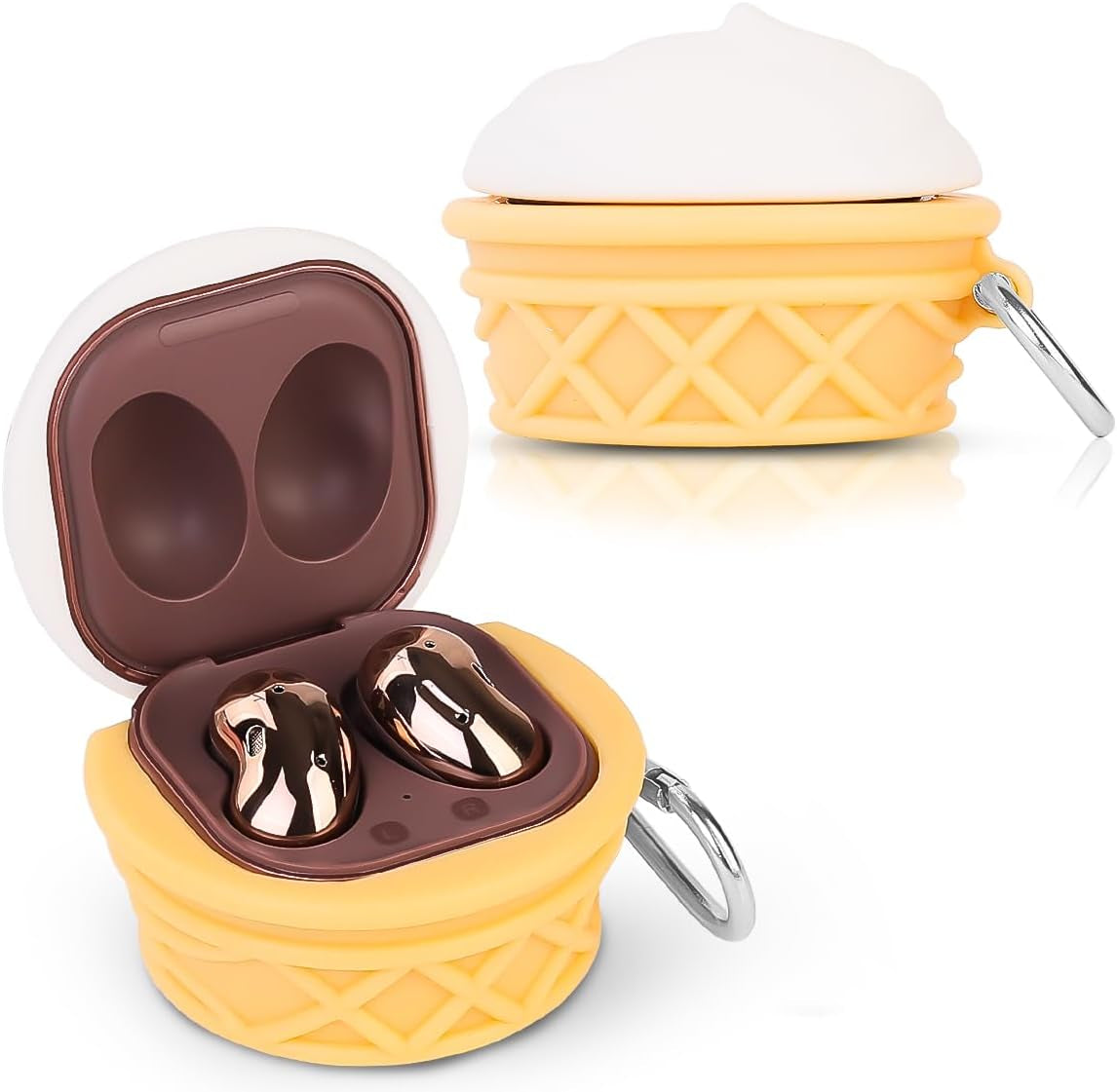 Suublg Silicone Earbuds Case Protective Cover with Keychain for Samsung Galaxy Buds2 Pro Earbuds(2022) /Galaxy Buds 2 (2021) /Galaxy Buds Pro (2021) /Galaxy Buds Live Earphones(2020)  Suublg IceCone  