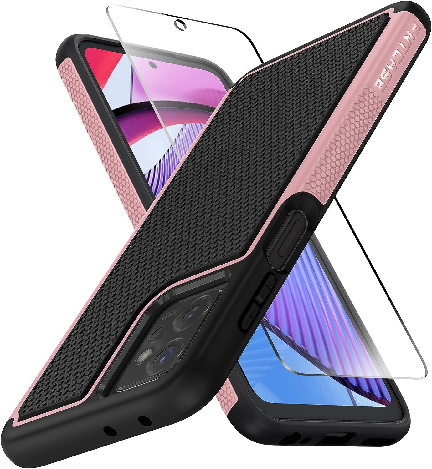 FNTCASE for Motorola Moto G-Power-5G 2023 Case: Moto G 5G 2023 Case Dual Layer Shockproof Protective Textured Design Cell Phone Cover Heavy Duty Rugged Tough Back Hardshell Hybrid Slim Basic Case  FNTCASE Shiny Sakura Pink  
