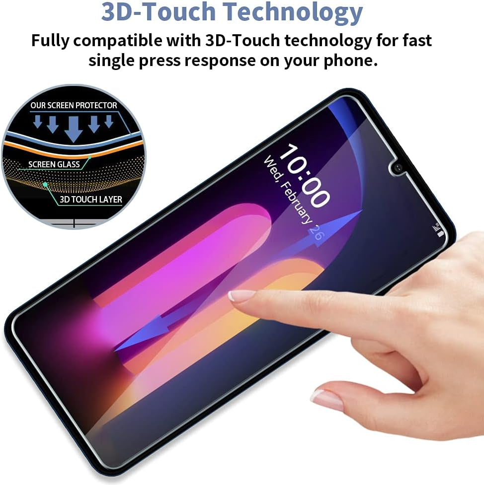 HATOSHI 3 Pack Glass Screen Protector for LG V60 Thinq 5G with 3 Pack Camera Lens Protector, [HD Tempered Glass Film], Easy Installation Bubble Free, Case Friendly 9H Protective Glass for LG V60 Thinq  HATOSHI   