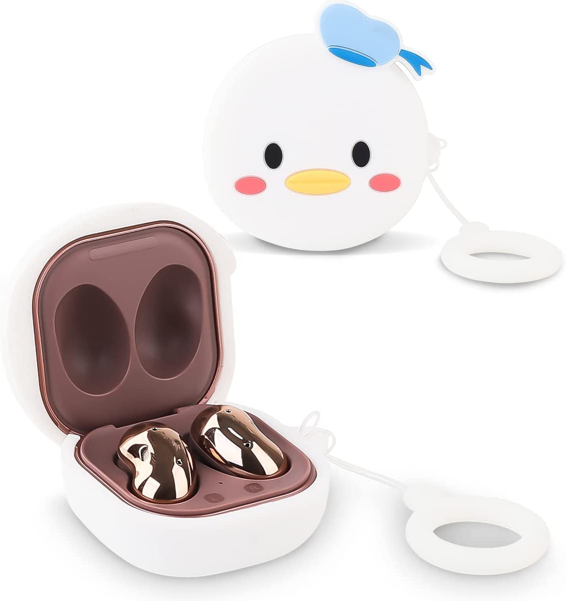 Suublg Silicone Cartoon Earbuds Case Protective Cover with Keychain Fit Designed for Samsung Galaxy Buds2 Pro (2022) /Galaxy Buds 2 (2021) /Galaxy Buds Pro (2021) /Galaxy Buds Live (2020)  Suublg Donald  