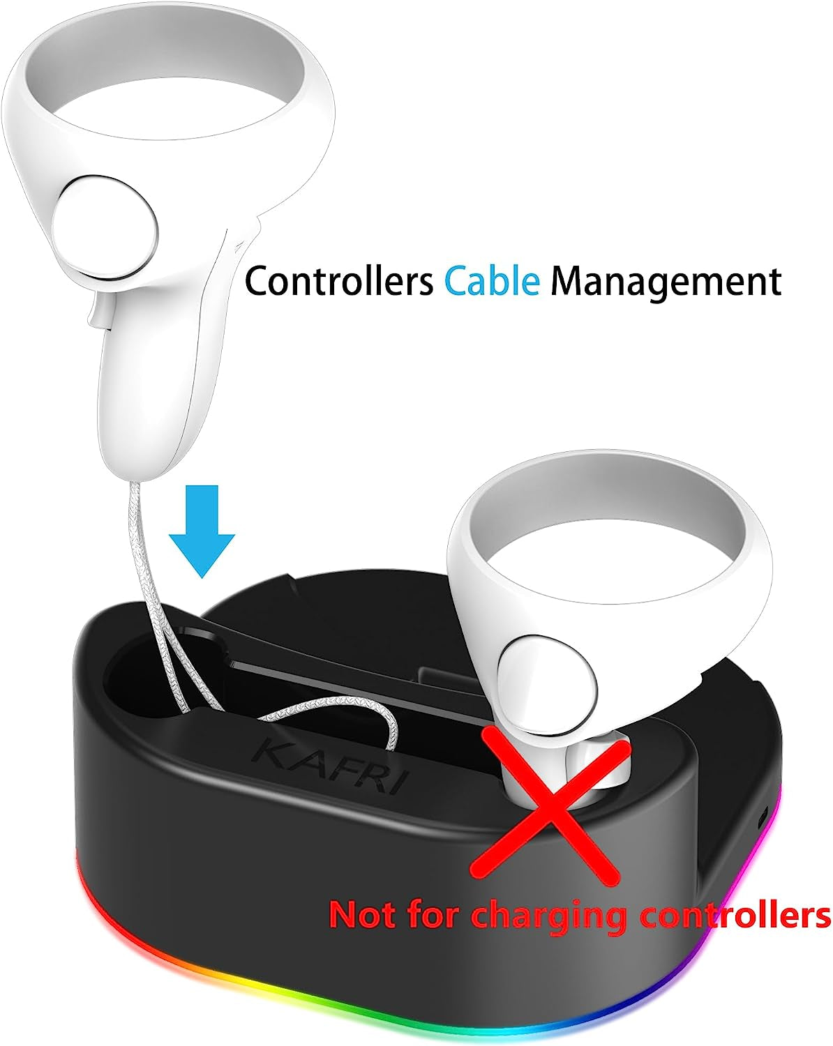 KAFRI Charging Dock for Oculus Quest 2 with LED Light, VR Headset Charging Stand and Controller Holder, Charger Station Accessories for Oculus/Meta Quest 2, Oculus Rift or Rift S - Black  KAFRI   