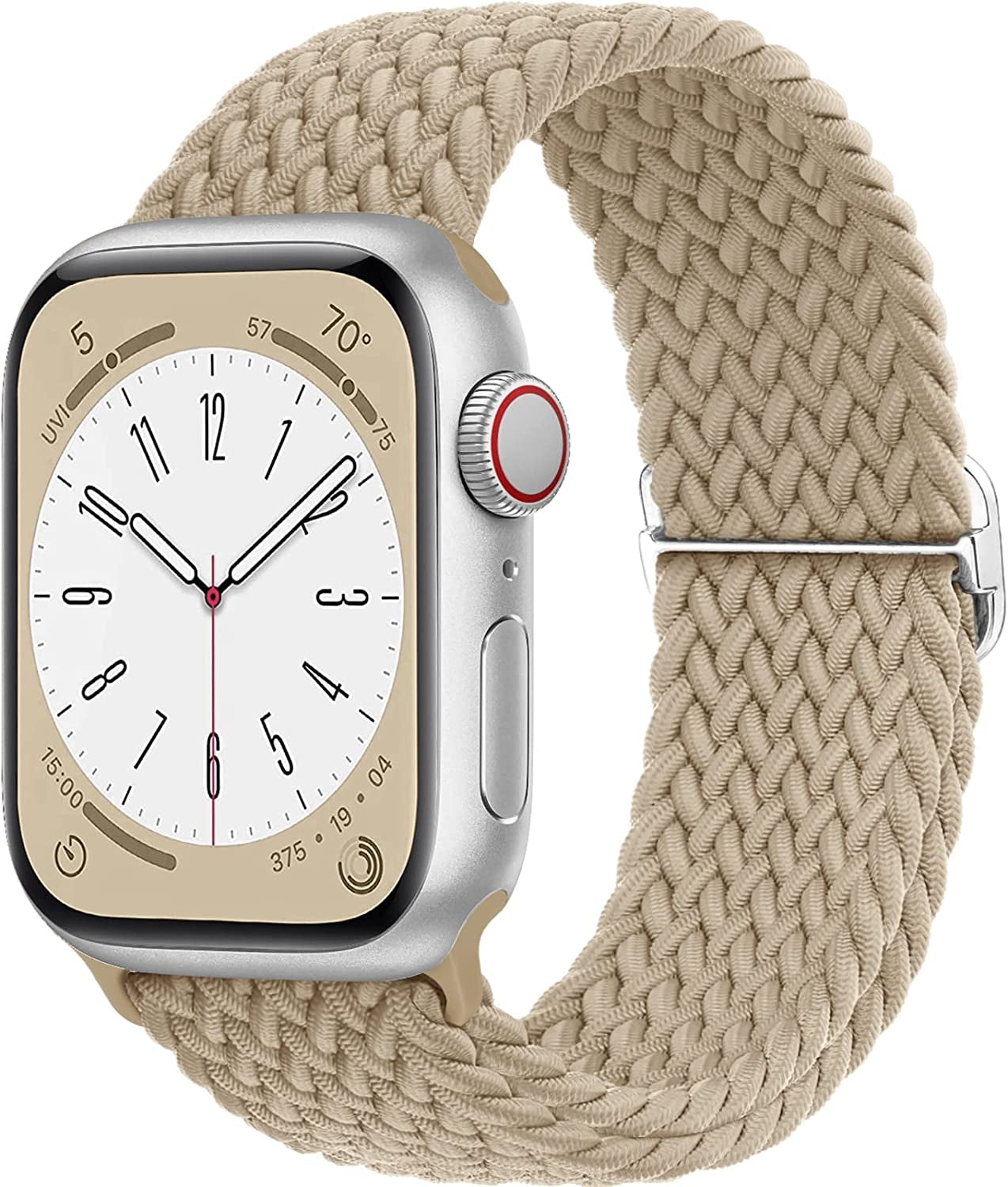 Merlion Stretchy Braided Solo Loop Compatible with Apple Watch Band 38Mm 40Mm 41Mm 42Mm 44Mm 45Mm 49Mm, Sports Adjustable Elastic Straps for Iwatch  Merlion Stone 42MM/44MM/45MM/49MM 