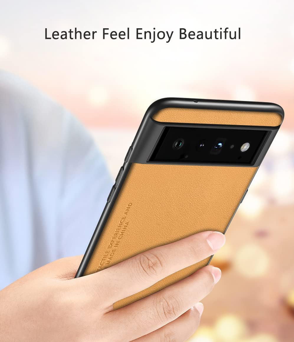 Puxssul for Google Pixel 6 Case 5G (2021), Soft TPU Artificial Leather Case,Extremely Light Ultra-Light Camera Protection Leather Cover Case for Google Pixel 6 5G (Yellow)  Puxssul   