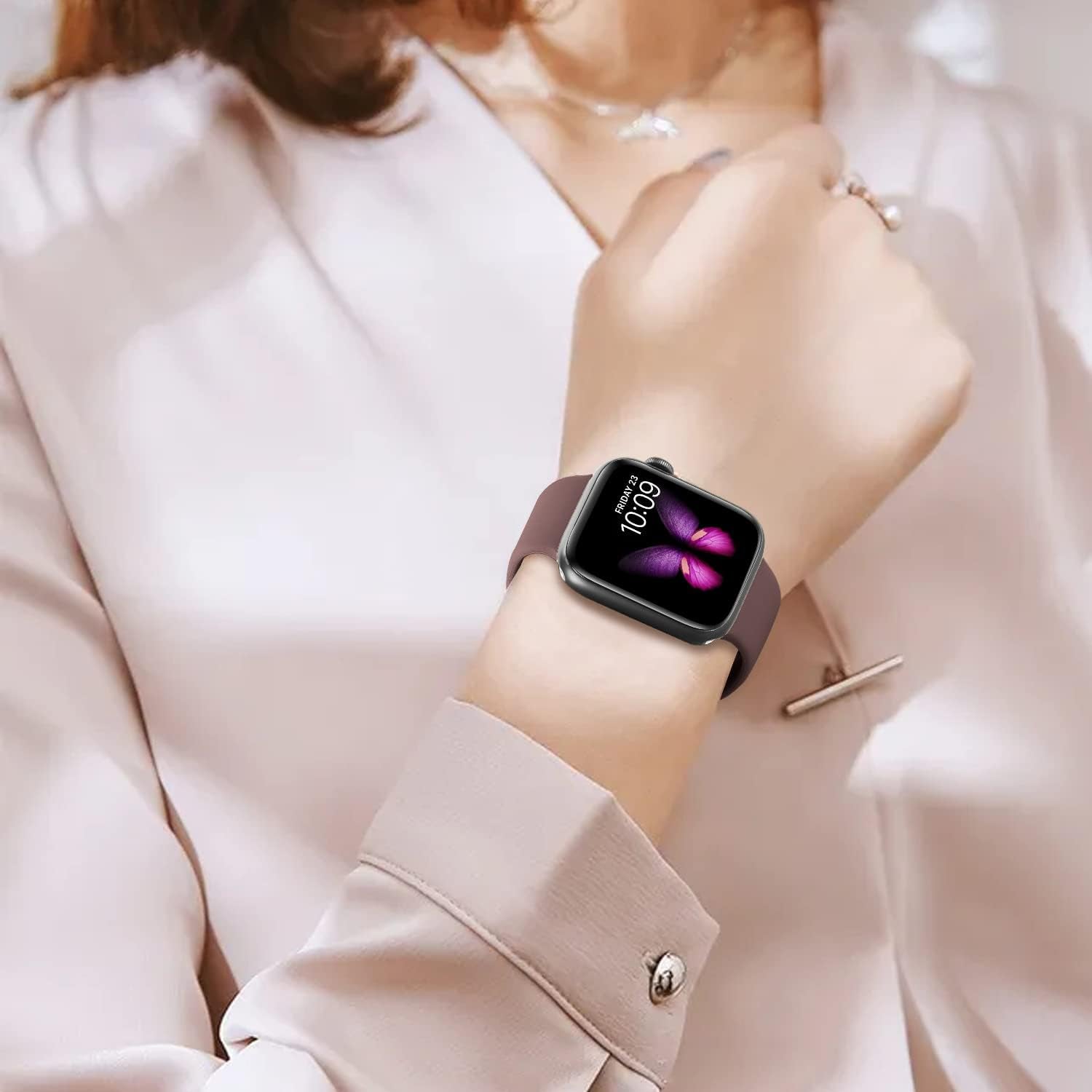 Tighesen Sport Bands Compatible with Apple Watch Band 38Mm 40Mm 41Mm 42Mm 44Mm 45Mm 49Mm S/M M/L for Women/Men Waterproof Soft Silicone Replacement Strap Accessories for Iwatch Ultra SE Series 8/7/6/5/4/3/2/1(Smokey Mauve, 38/40/41Mm M/L)  SinceC   