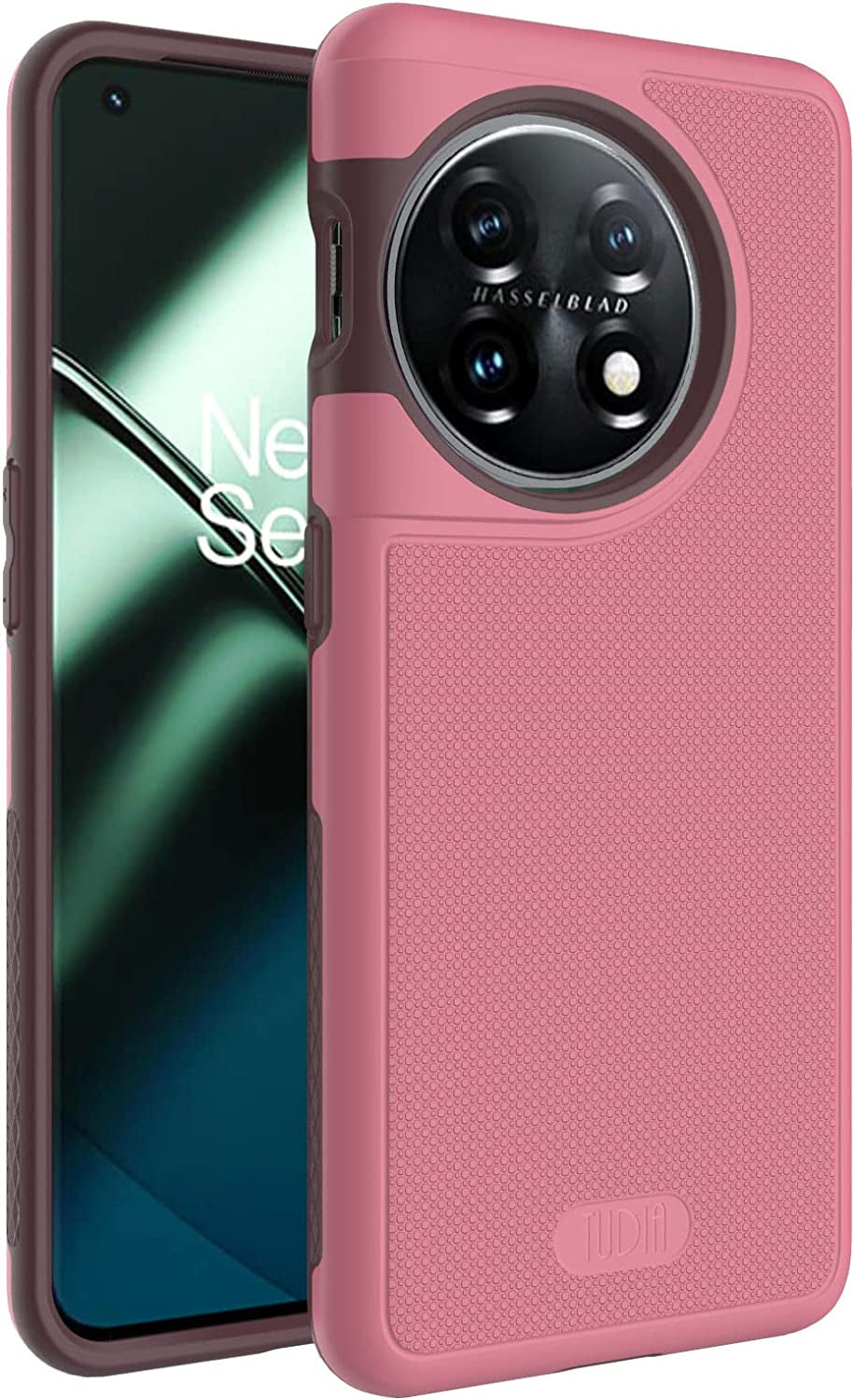 TUDIA Dualshield Grip Designed for Oneplus 11 Case 5G (2023), [Mergegrip] Dual Layer Shockproof Slim Military Grade Non-Slip Tough Heavy Duty Protective Phone Case Cover (Matte Black)  TUDIA Smokey Pink  