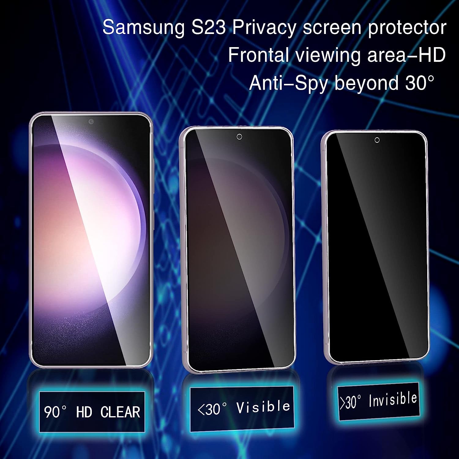 Foneskream [2+3 Pack Compatible for Samsung Galaxy S23 Privacy Screen Protector + Camera Lens Protector | Anti-Spy, Fingerprint Recognition Tempered Glass Screen Protector (Black) (Black)  Foneskream   