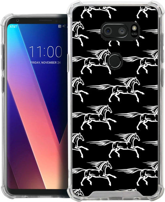 Casesondeck Case Compatible with [LG V30 | LG V30 plus | LG V35 Thinq] LG V30 TPU Case, Slim Transparent Flexible TPU Cover with Bump and Drop Corner Protection (Galloping Horse)  CasesonDeck   