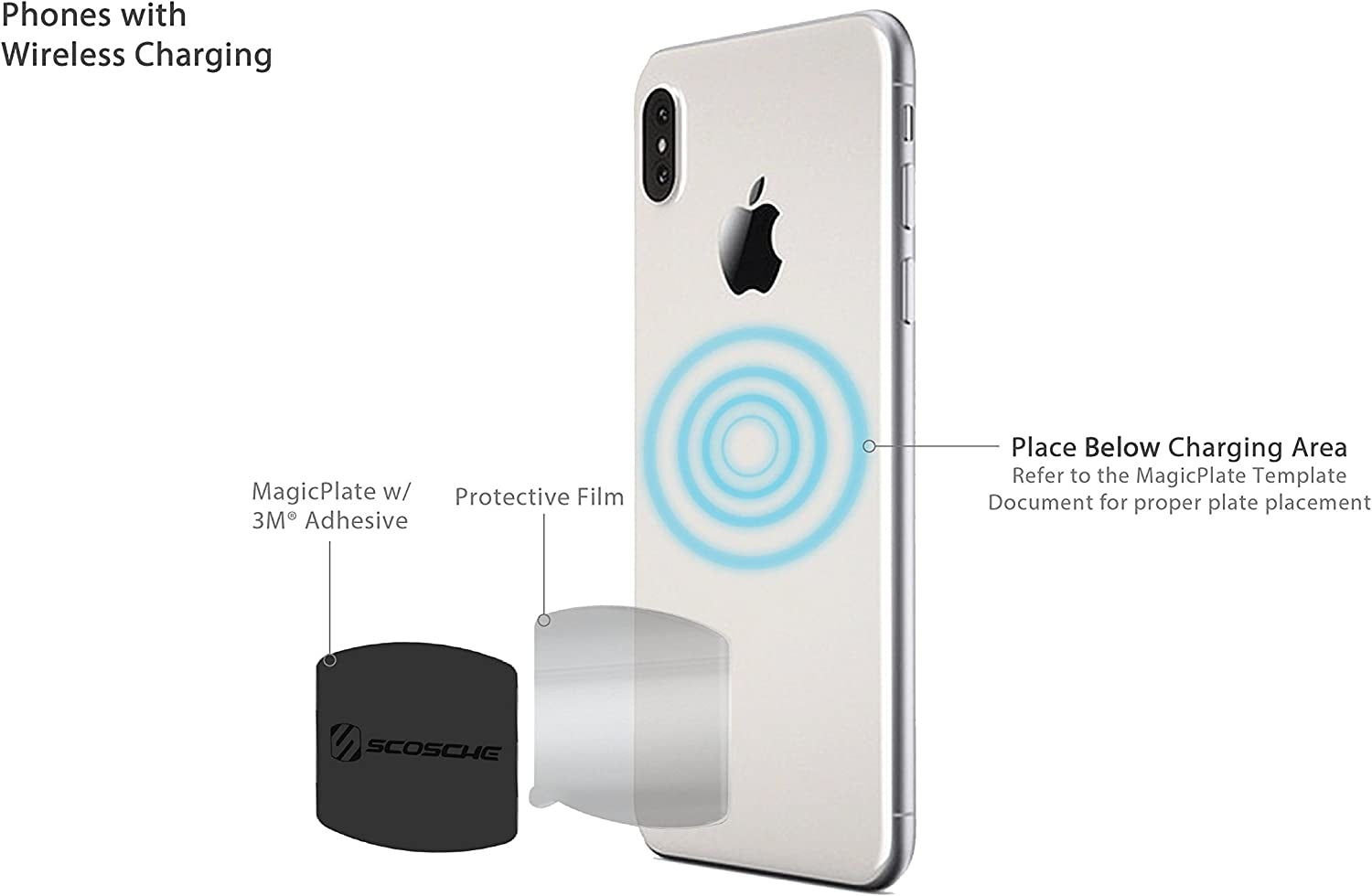 Scosche MAGRKI Magicmount Phone Replacement Plate Kit - for Magnetic Car Phone Mount Holder with Extra Strength Hold, Universal with All Devices, Black  Scosche   