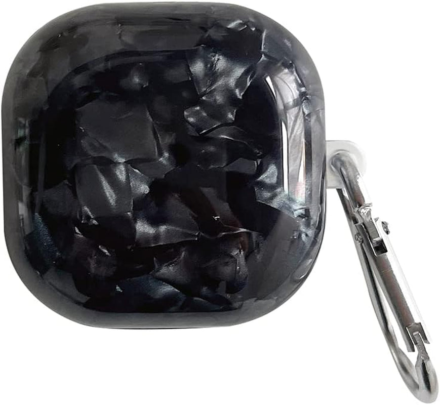 HENJI Case for Samsung Galaxy Buds 2 Case (2021) / Galaxy Buds Pro Case (2021) / Galaxy Buds Live Case (2020), Full Protective Pearl Shell Cover with Keychain for Women Girl (Purple)  HENJI Black  