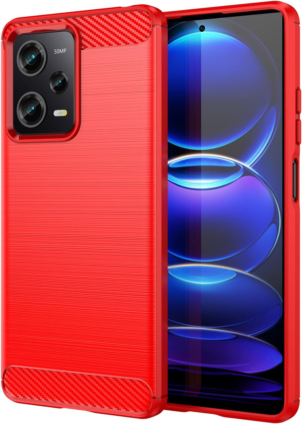 Case for Redmi Note 12 Pro,Xiaomi Poco X5 Pro Case,Tpu Carbon Fiber Soft Silicone Bumpers Protective Cover Anti-Scratch Shockproof Phone Case for Redmi Note 12 Pro 5G/Xiaomi Poco X5 Pro (Lasi Black)  Aikukiki Lasi Red  