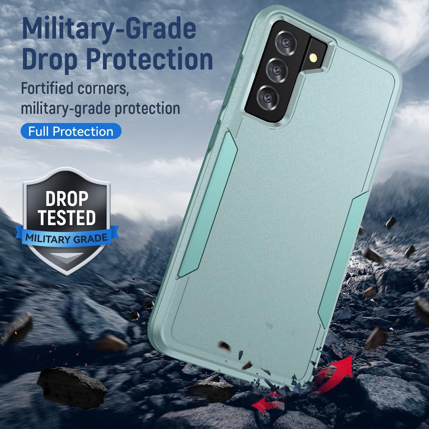 For Samsung Galaxy S21 Case, Galaxy S21 Case with HD Screen Protector [Military Grade Drop Tested] Heavy-Duty Tough Rugged Shockproof Protective Case for S21, Green  BOYOSS   