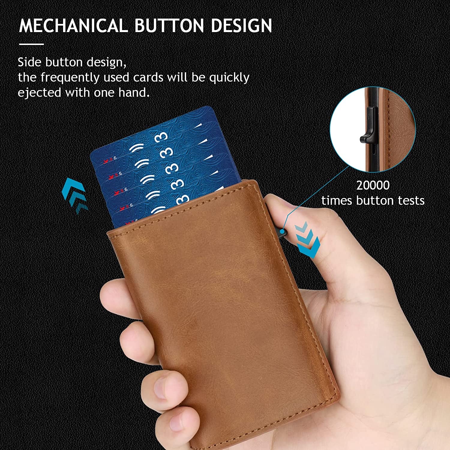 Mens Airtag Wallet with Money Clip,Leather Credit Card Holder with Detachable Airtag Holder Rfid Minimalist Wallet Pop up Wallet with Gift Box（Brown)  Blsoatee   