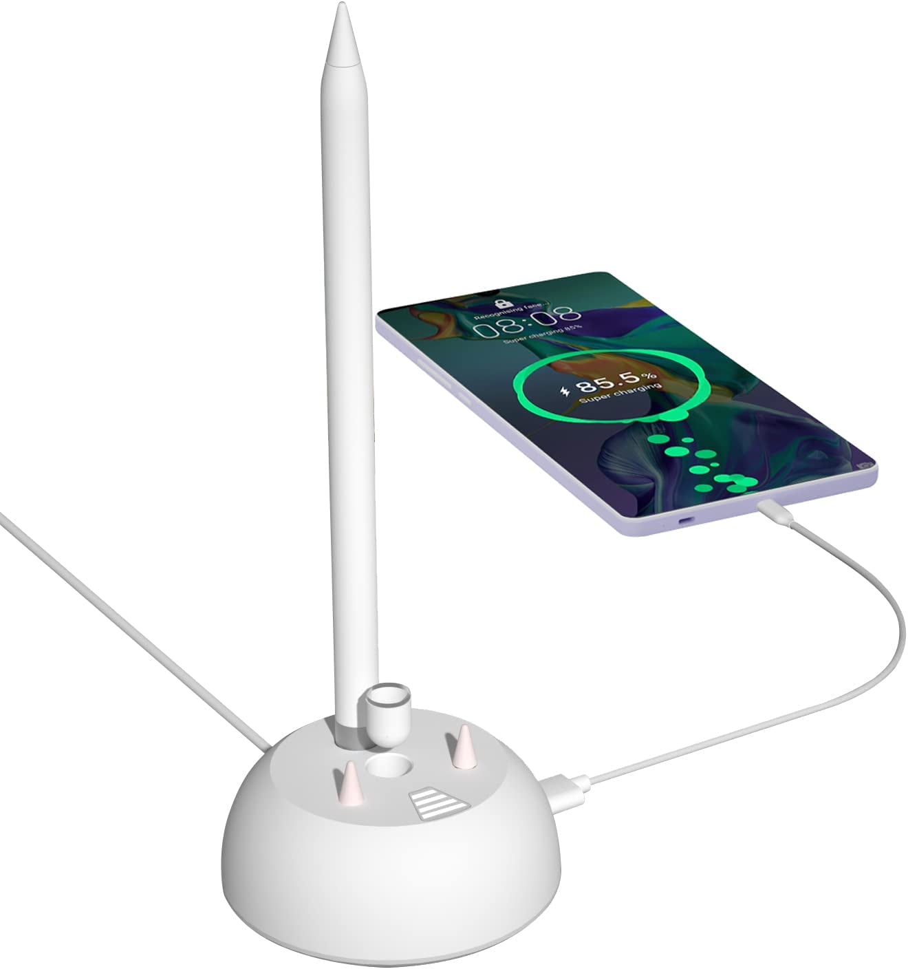 Charger Stand for Apple Pencil Charging Stand Compatible with Ipad Pencil 1St Generation Adapter Ipad Pen Ipencil Charging Dock Station with Led Charging Indicator&Pencil Tips Cap Holder&Usb Port  Iootmoy   