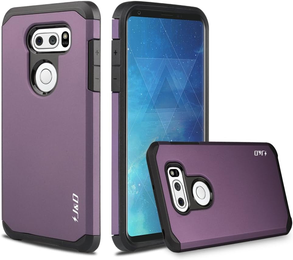 J&D Case Compatible for LG V35 Case, LG V35 Thinq/Lg V30S/LG V30S Thinq/Lg V30/LG V30 plus Case, Heavy Duty Dual Layer Hybrid Shock Proof Protective Rugged Bumper Case for LG V35 Case, Blue  J&D Tech Purple  