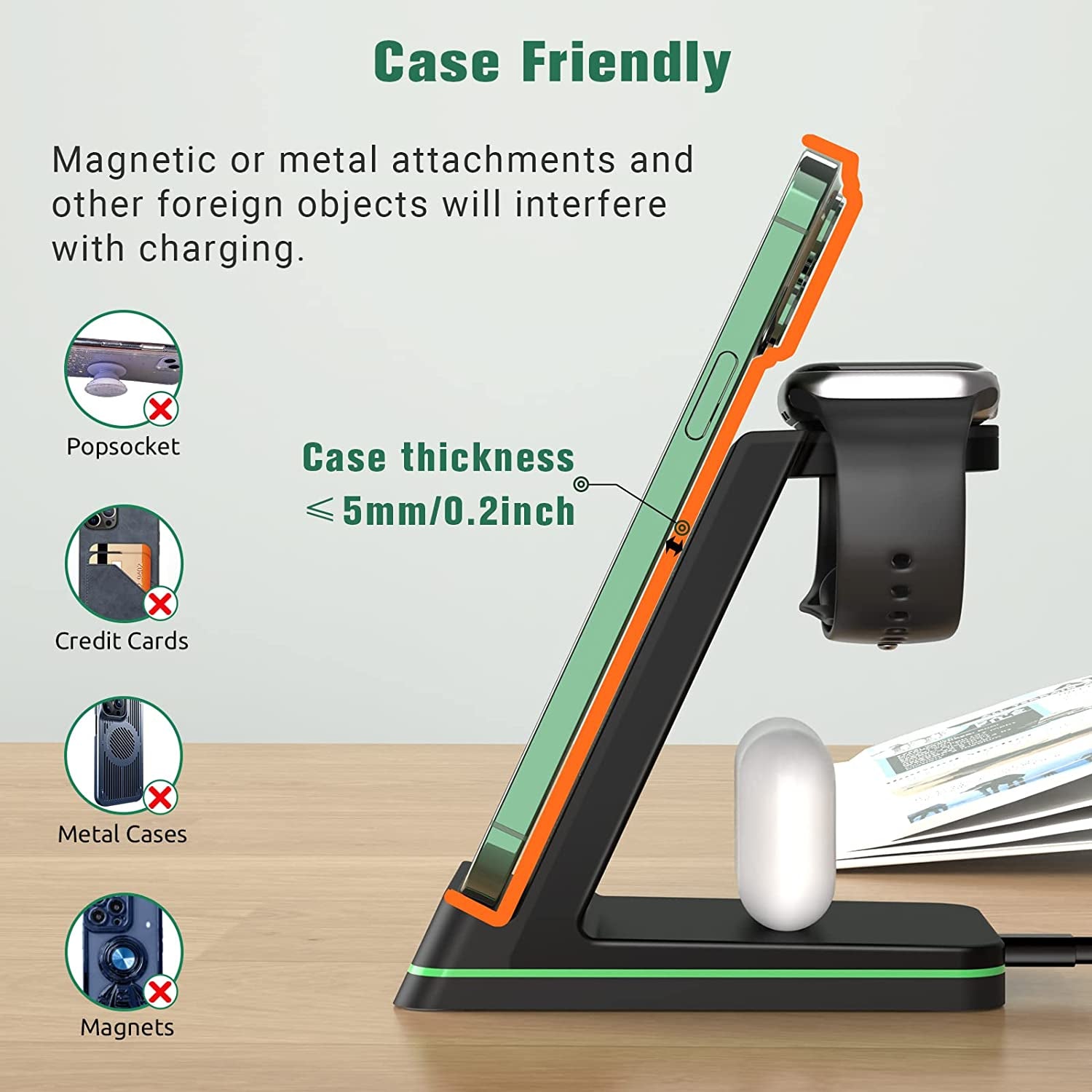 Charging Station for Apple Devices, 3 in 1 Wireless Charger Stand with 20W USB C Adapter Compatible with Iphone 14 13 12 11 Pro Max 8 XS XR, Fast Charging Stand Dock for Apple Watch Series & Airpods  HUIZHOU OJD TECHNOLOGY CO.,LTD   