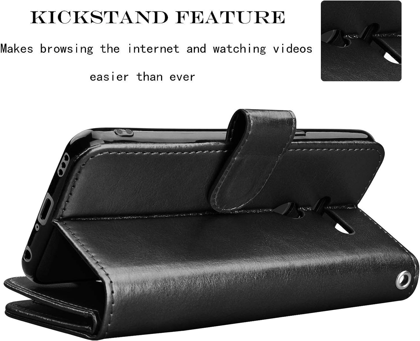 NJJEX Compatible with LG G8 Thinq Case/Lg G8/ LG G8 Thinq Wallet Case, [9 Card Slots] PU Leather ID Credit Holder Folio Flip Cover [Detachable][Kickstand] Magnetic Phone Case & Wrist Strap [Black]  NJJEX   