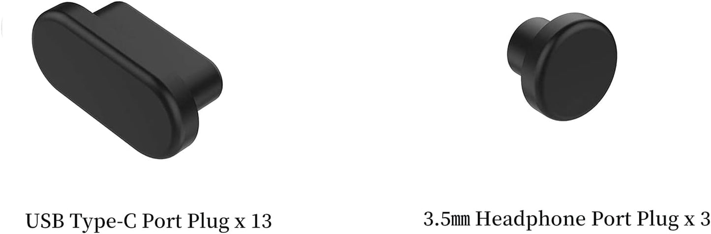 [15PC] Dust Plug for Macbook Air 13 M2 M1 A2681 A2337 A1932, Macbook Pro 13 Inch A2141 A2338 A2289 A2251 A2159 A1989 A1990 A1707 & Macbook Pro 16 A2141, Silicone Dust Cover for Macbook Pro - Black  LEZE   