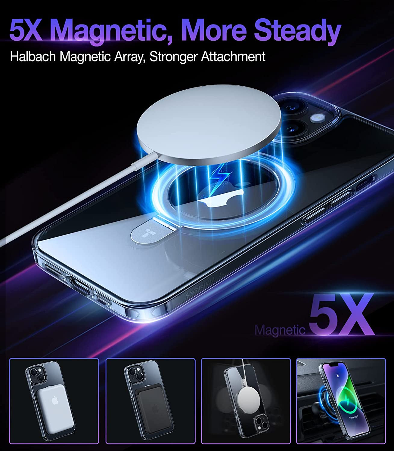 TORRAS UPRO™ Ostand for Iphone 14 Case/Iphone 13 Case with Stand, [Compatible with Magsafe] [Anti-Yellow] Mil-Grade Protective Magnetic Clear Case for Iphone 13/Iphone 14 Case, Diamond Clear  TORRAS   