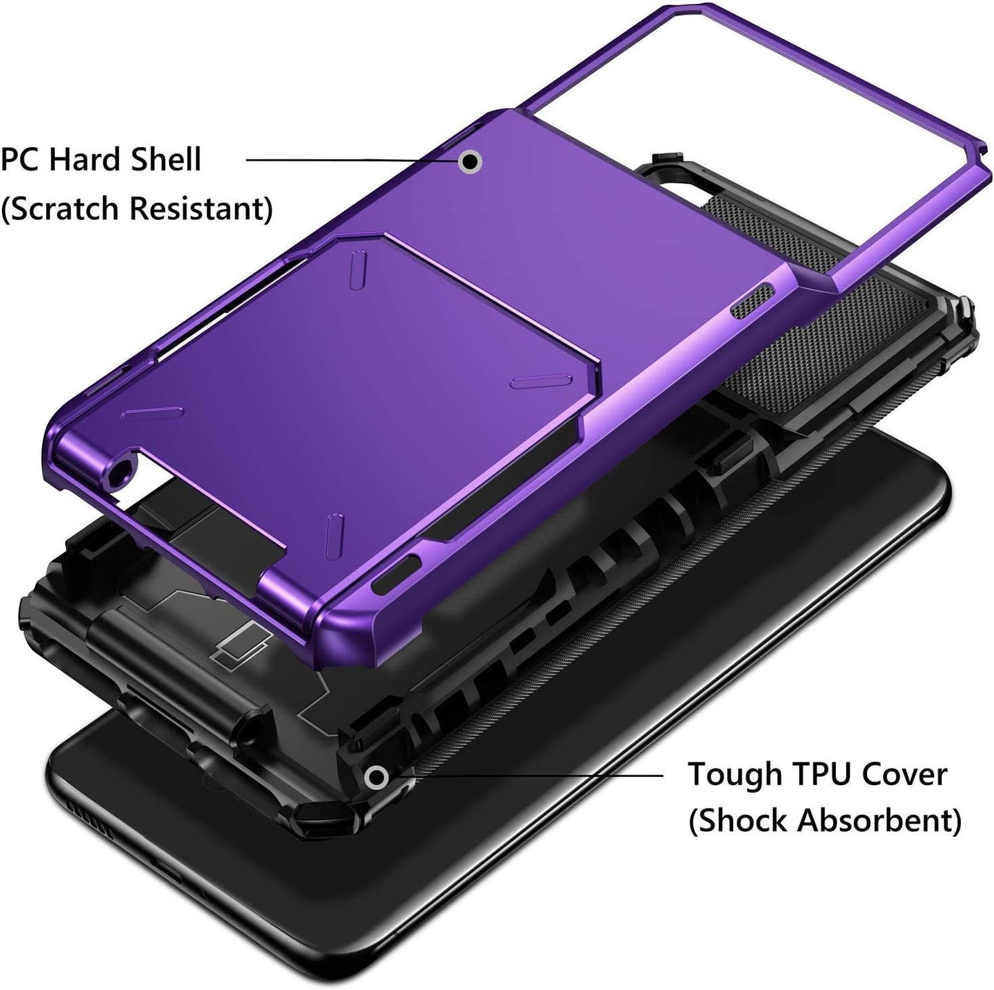 Vofolen for Galaxy S21 plus Case Wallet Credit Card Holder 4-Card Flip Cover ID Slot Back Hidden Pocket Dual Layer Protective Hybrid Hard Shell Bumper Armor Case for Samsung S21+ S21 plus 6.7 Purple  Vofolen   