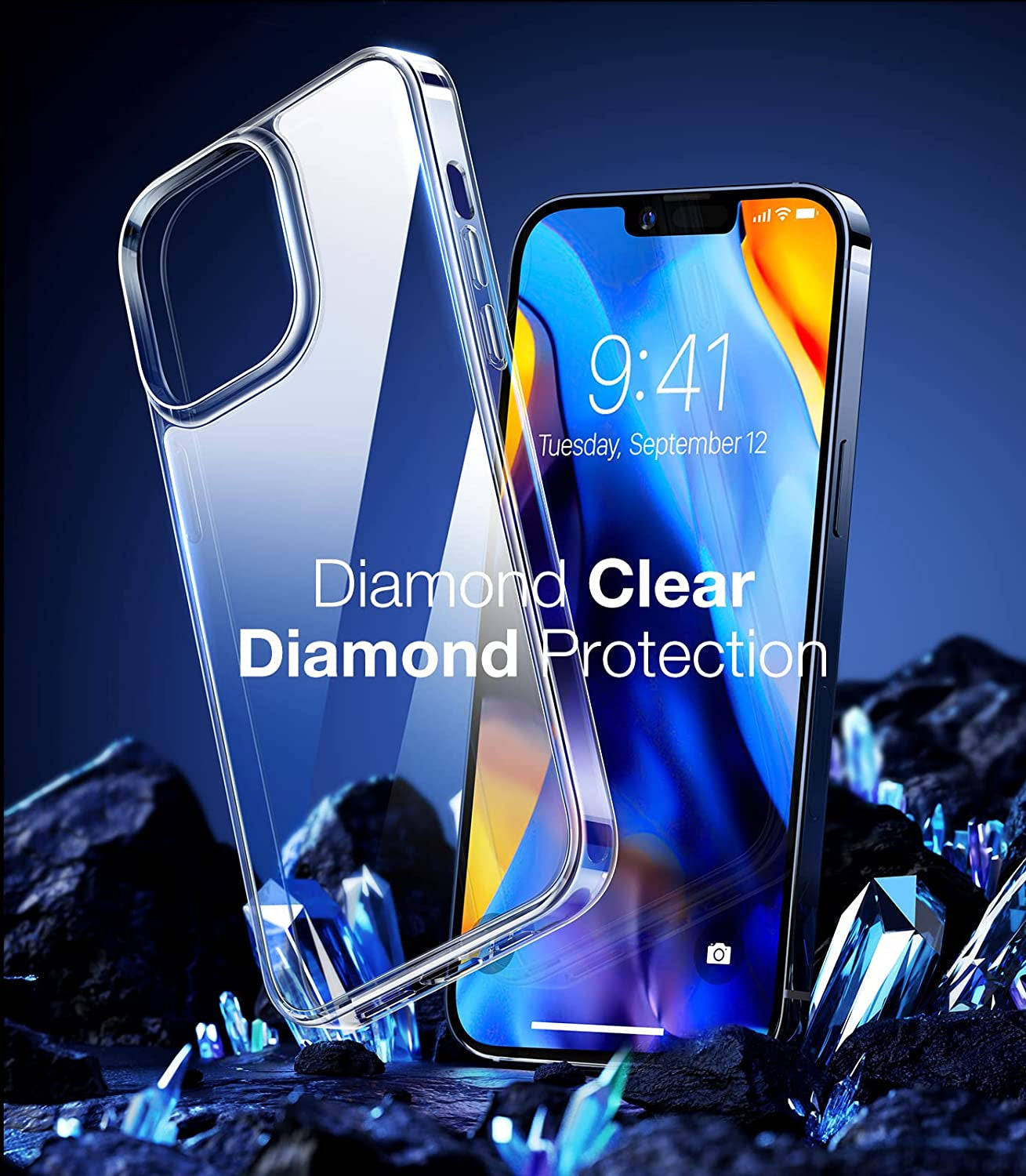 TORRAS Diamond Clear Designed for Iphone 14 Case [Never Yellowing] [Military Grade Anti-Drop] Hard PC Back Flexible Bumper Shockproof Protective Slim Phone Cover 6.1 Inch, Clear  TORRAS   