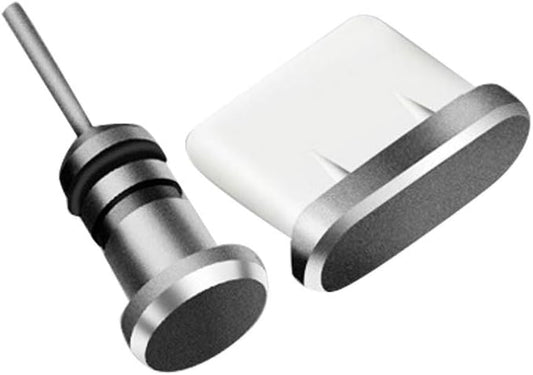 MOHALIKO anti Dust Plugs, Dust Port Covers, Type-C Micro USB Earphone Jack Charge Port Anti-Dust Plug for Android Phone Dark Grey Type-C  MOHALIKO   