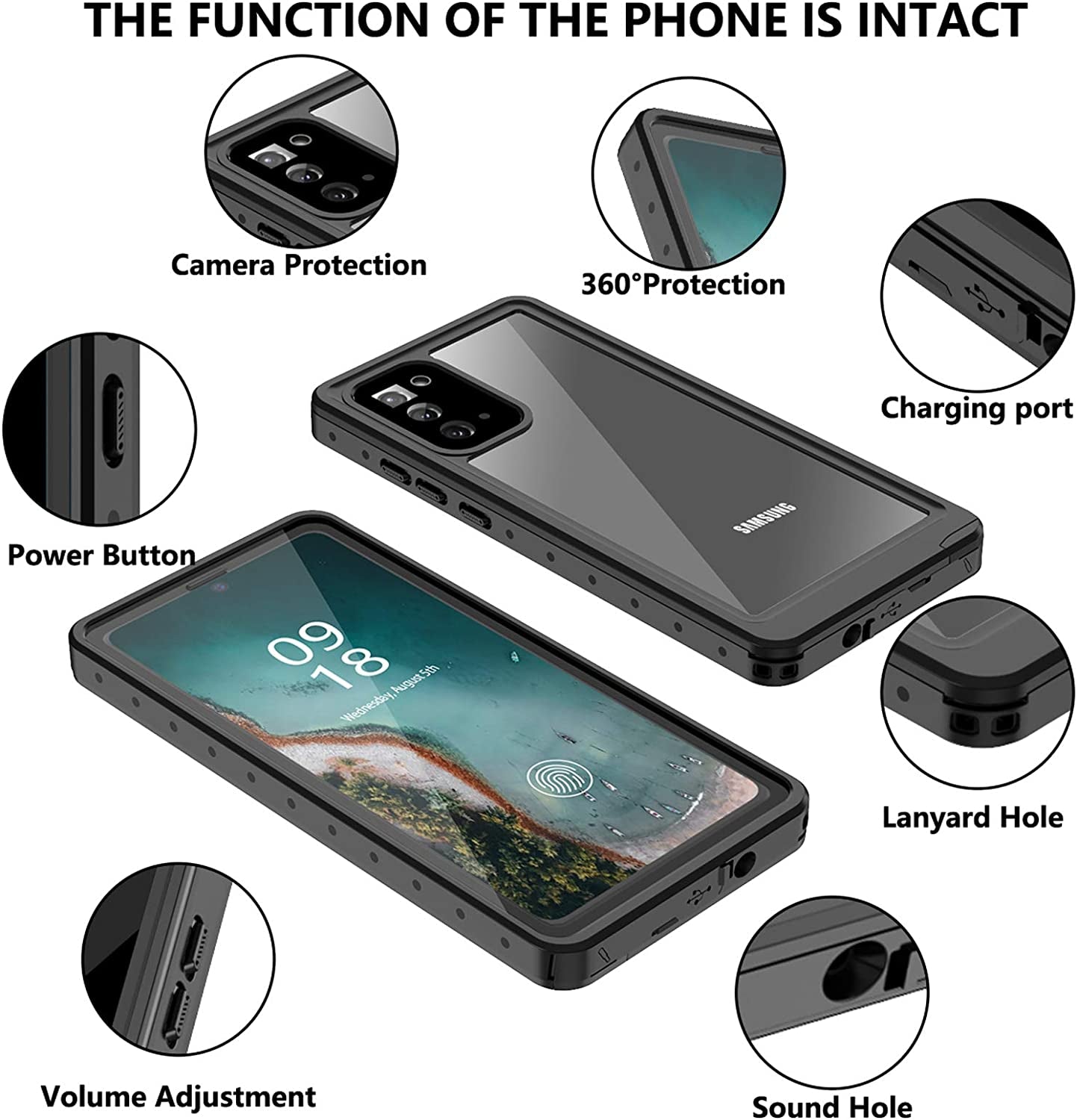 ANTSHARE for Samsung Galaxy Note 20 Case Waterproof, Built in Screen Protector 360° Full Body Heavy Duty Protective Shockproof IP68 Underwater Case for Samsung Galaxy Note 20 6.7Inch(Black)  ANTSHARE   