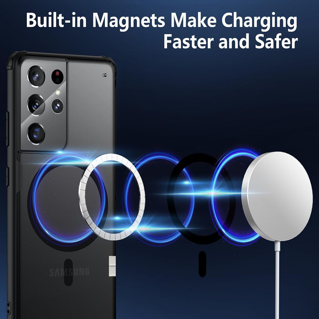 TIANNIUKE Magnetic Case for Samsung Galaxy S21 Ultra, Translucent Matte Anti-Fingerprint, Compatible with Magsafe, Slim Fit Shockproof Protective Phone Case for Galaxy S21 Ultra  TIANNIUKE   