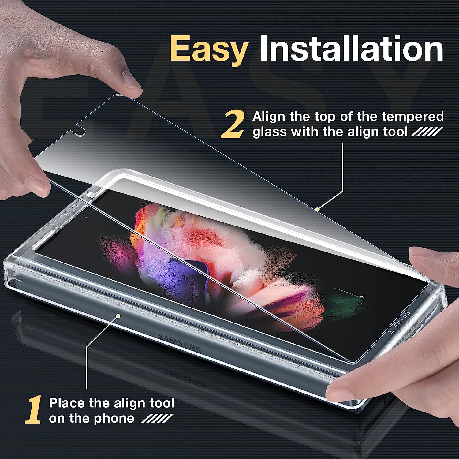 LK [3+3 Pack] 3 Pack Samsung Galaxy Z Fold 3 5G Front Screen Protector with 3 Pack Camera Lens Protector, Anti-Scratch, Hd-Ultra, Easy Installation 9H Hardness Tempered Glass for Galaxy Z Fold 3  LK   