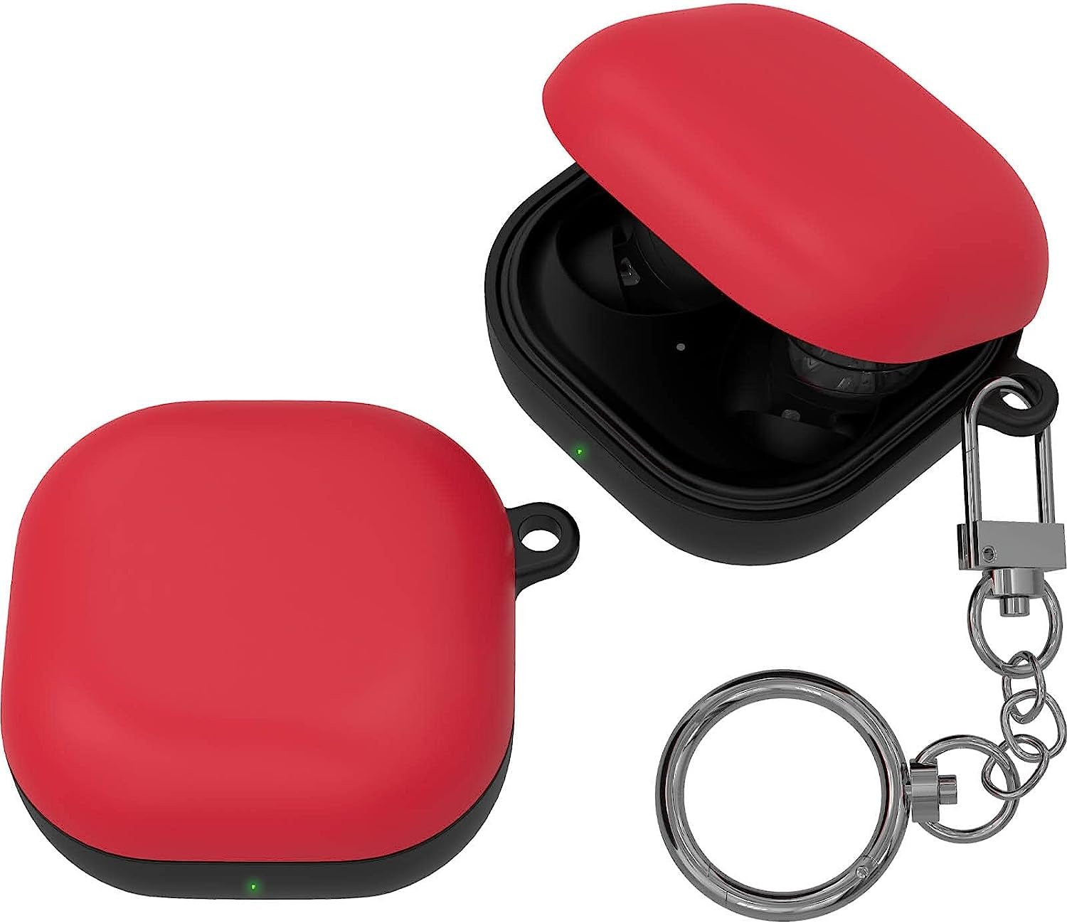 JUST4YOU for Galaxy Buds Pro Case, Galaxy Buds Live Case, Galaxy Buds 2 Case Cover with Keychain, Thin Fit Hard Case (Black) CS_HD_GBL_GBP_GB2_BK  S2B Corporation Red  
