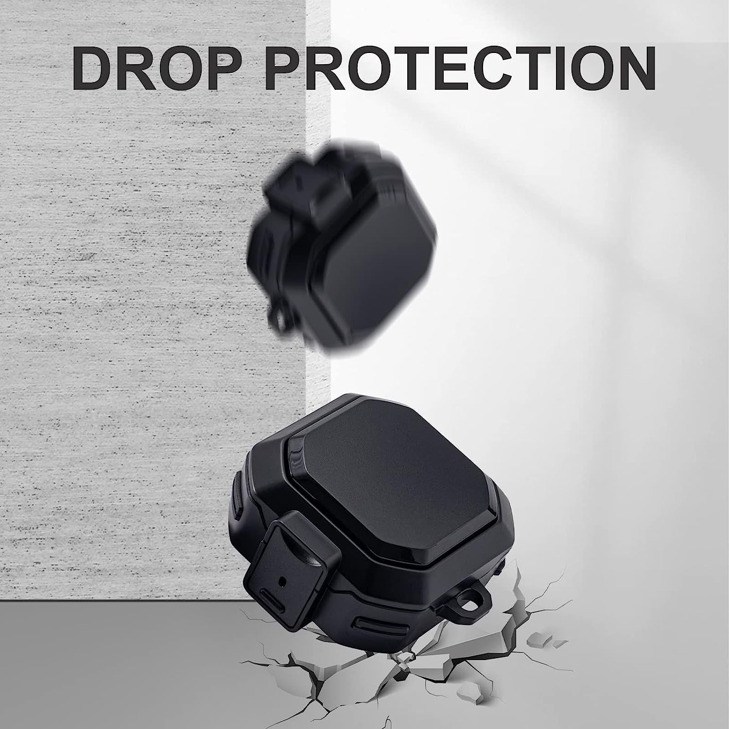 Camofit Armor Case Compatible with Samsung Galaxy Buds 2 / Galaxy Buds Pro/Galaxy Buds Live with Security Lock, Shockproof Protective Skin Cover Compatible with Samsung Earbuds with Keychain (Black)  Camofit   